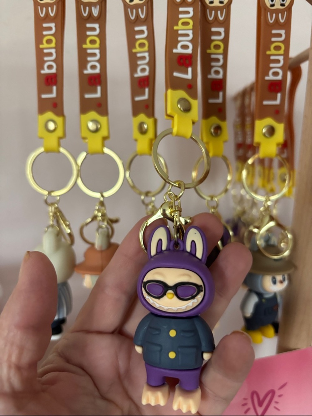 Labubu Purple Bunny Character Keychain - Cute Purple & Navy Key Ring